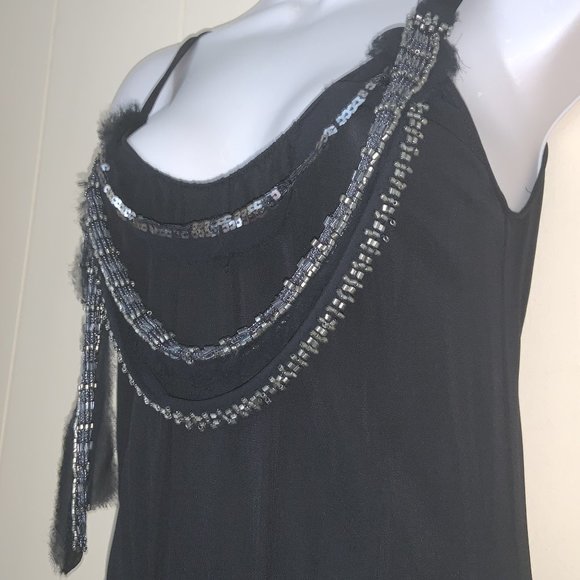 REBECCA TAYLOR Black Sequins & Beads Embellished Cocktail Dress Size 0 - Picture 5 of 9